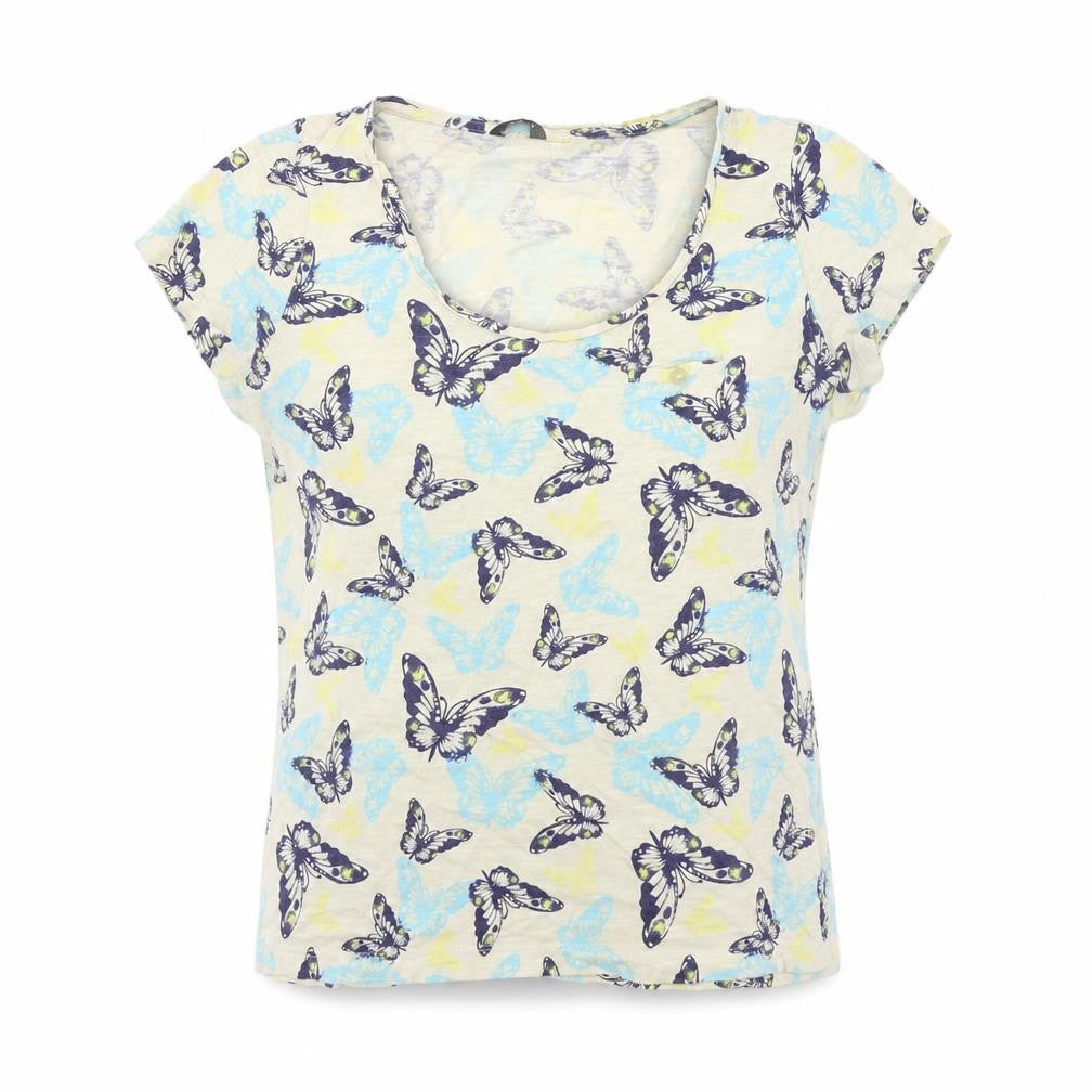Womens UK Size 12 M&Co Beige Basic T-Shirt