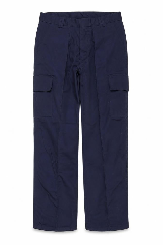 Front view of Uneek women’s blue trousers, size UK 34, in, 29-inch leg