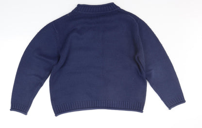 Back view of natural territory women’s blue floral jumper, size M