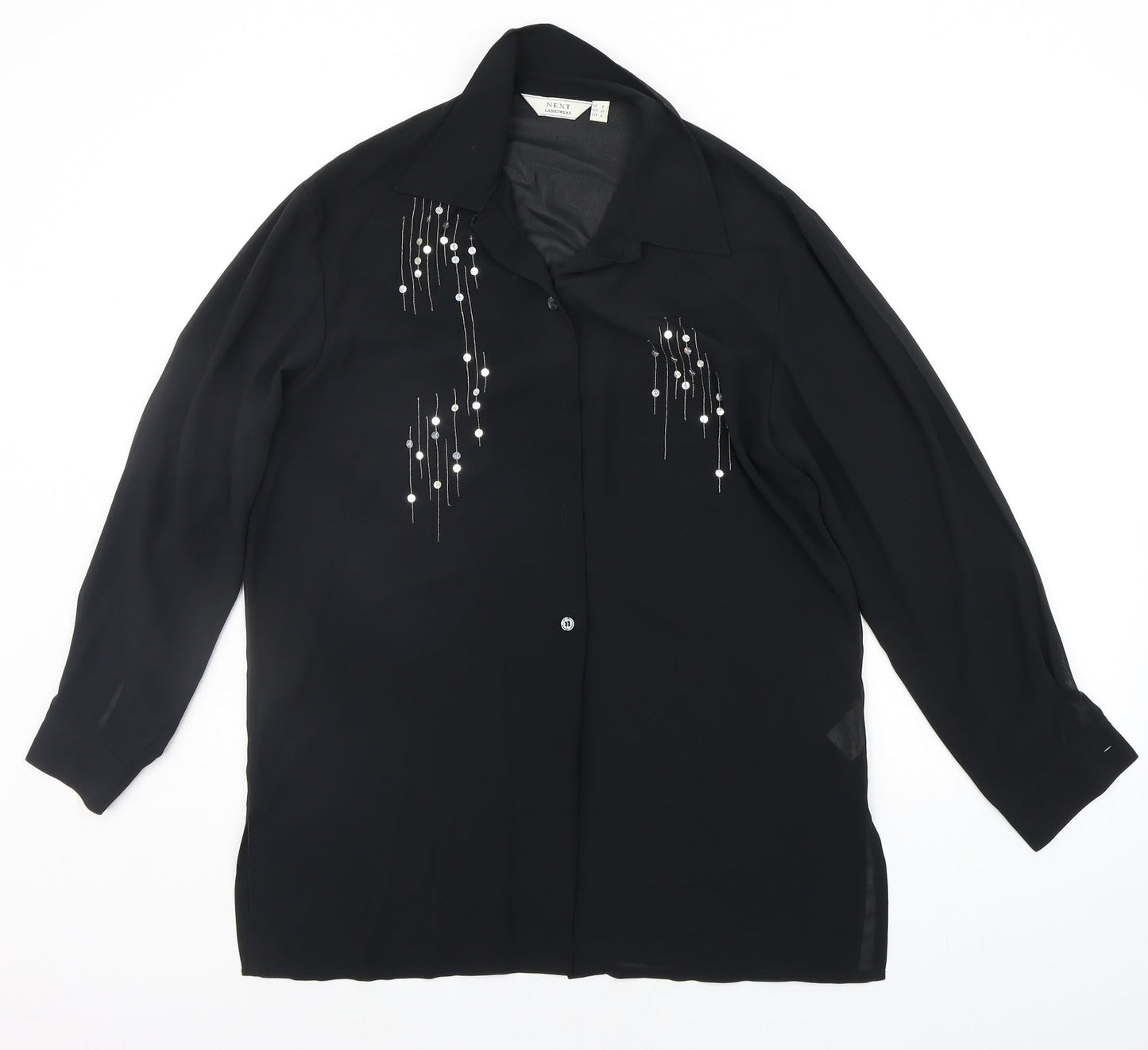 Womens UK Size 8 NEXT Black Basic Button-Up