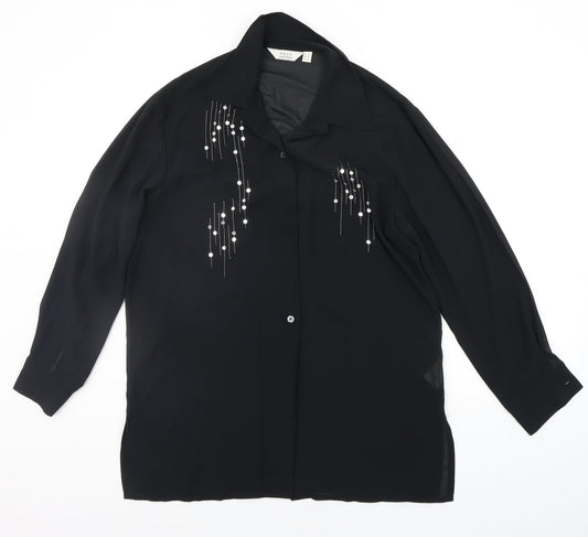 Womens UK Size 8 NEXT Black Basic Button-Up