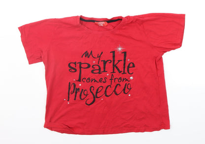 Womens UK Size L Preworn Red Basic T-Shirt