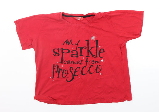 Womens UK Size L Preworn Red Basic T-Shirt