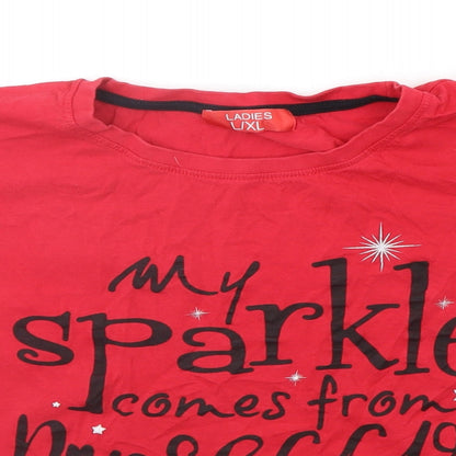 Womens UK Size L Preworn Red Basic T-Shirt