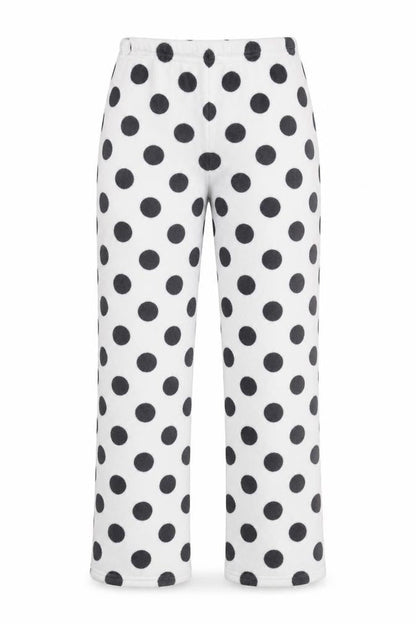 Front view of Primark girls’ white polka dot top pyjama pants, size L