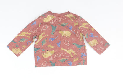 Back view of Nutmeg Baby Red Geometric Basic T-Shirt, size 3-6, Months - animals
