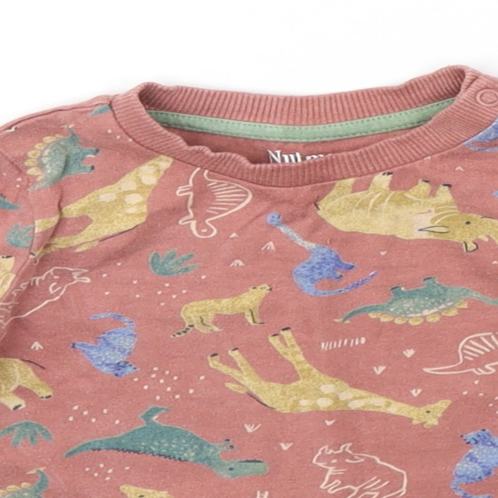 Close-up detail of Nutmeg Baby Red Geometric Basic T-Shirt, size 3-6, Months - animals