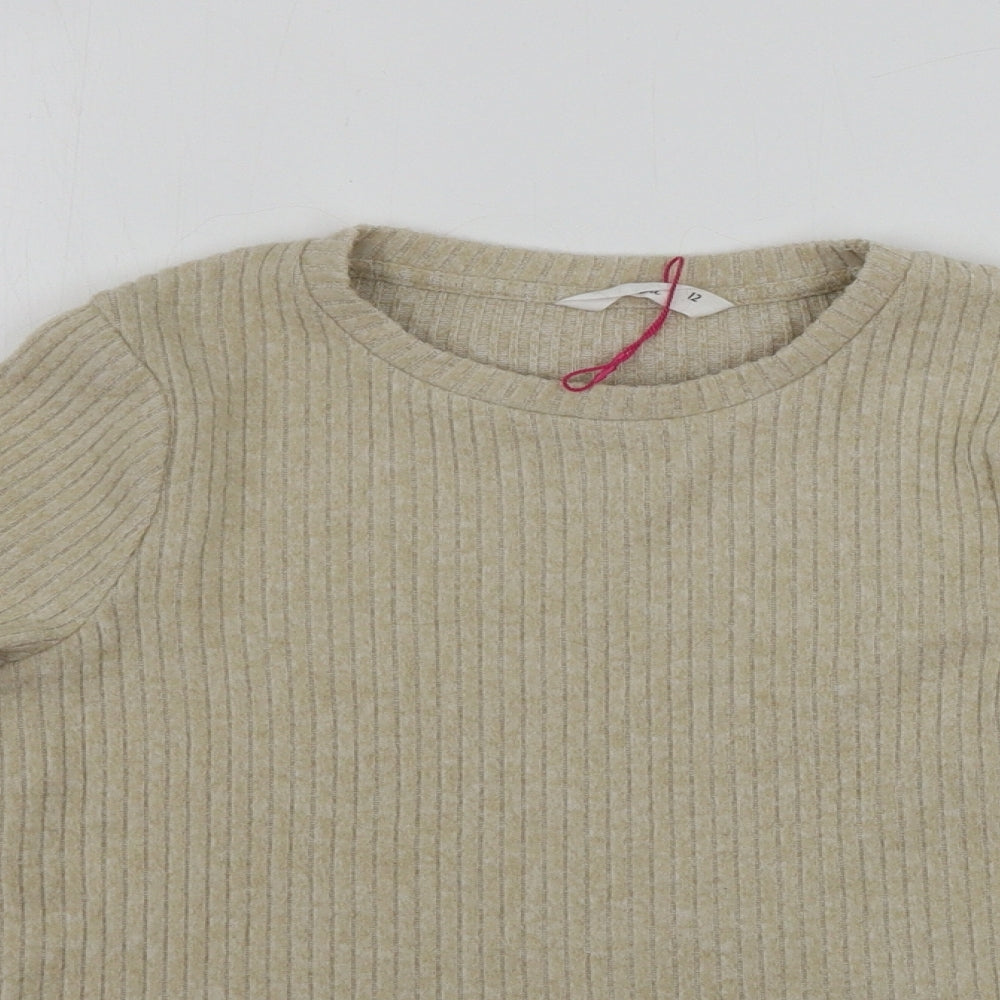 Close-up detail of Matalan girls’ beige jumper, size 12, years