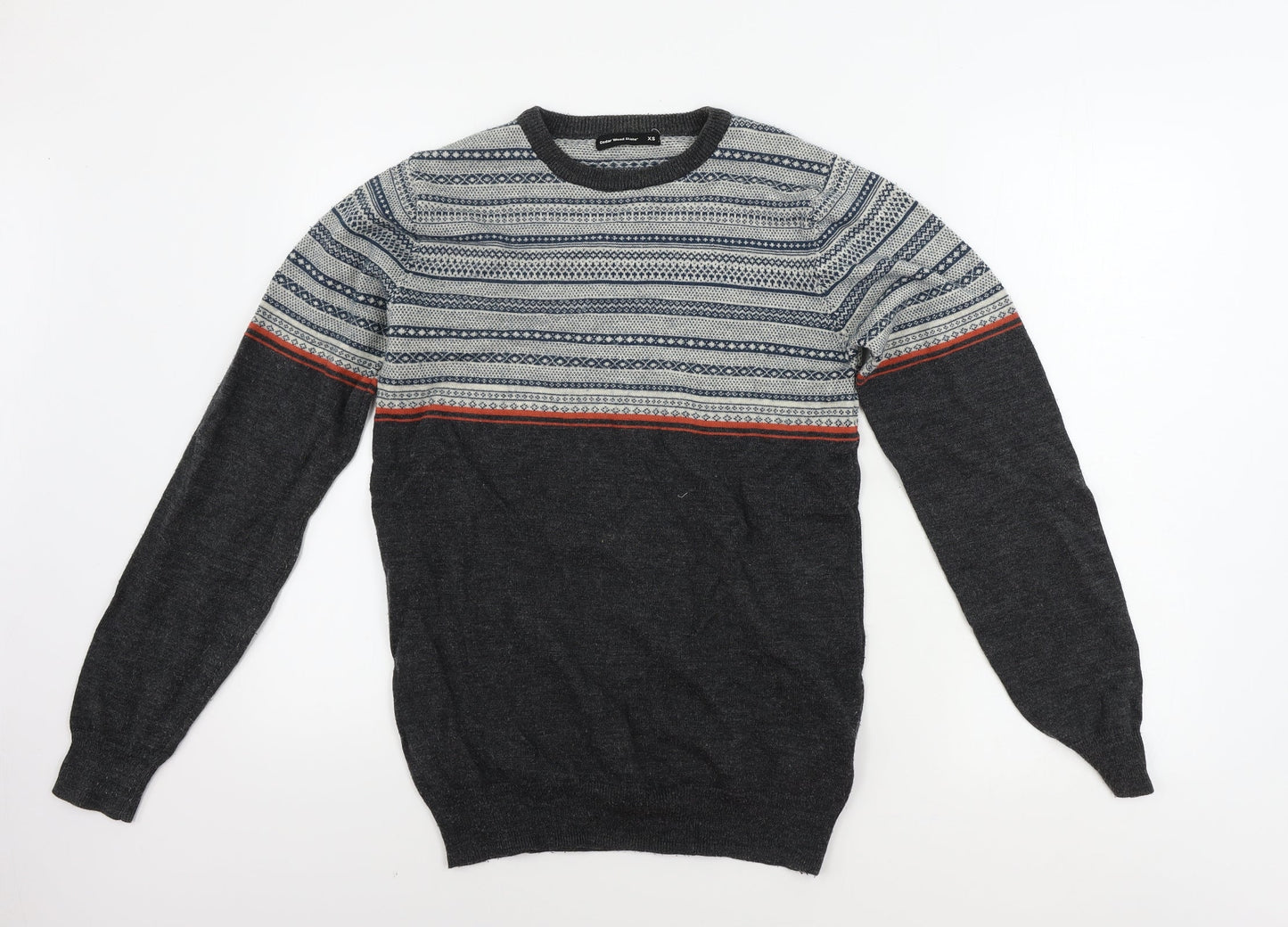 Cedar Wood State  Mens Grey Geometric  Pullover Jumper Size XS