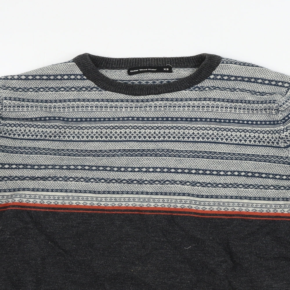 Cedar Wood State  Mens Grey Geometric  Pullover Jumper Size XS