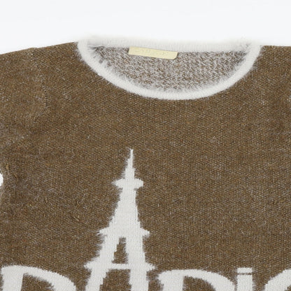 Close-up detail of LIN.H.H. women’s brown a-line, size L