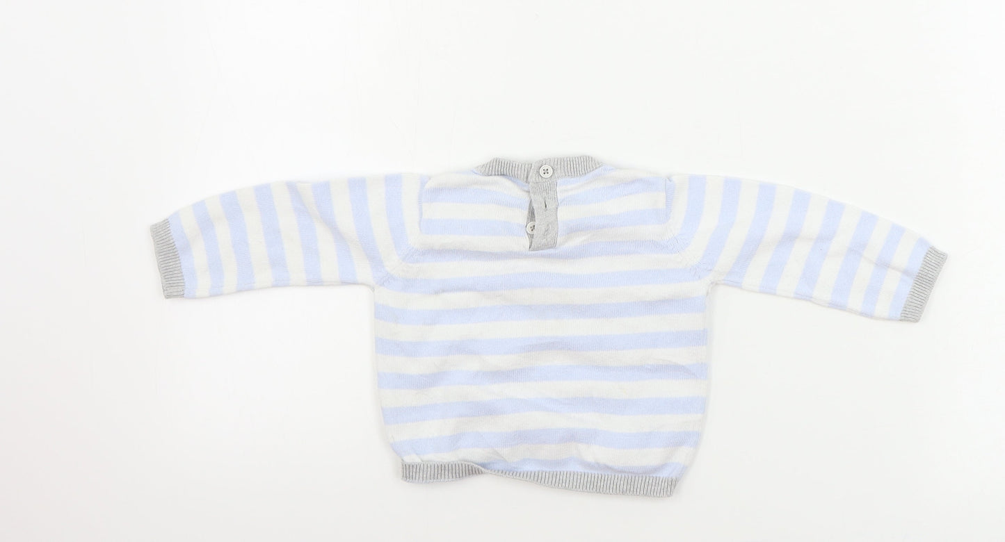 Rockabye-Baby  Boys Blue Striped  Pullover Jumper Size 6-9 Months