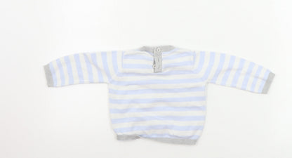 Rockabye-Baby  Boys Blue Striped  Pullover Jumper Size 6-9 Months