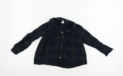 H&M  Girls Green Check  Basic Button-Up Size 3-4 Years