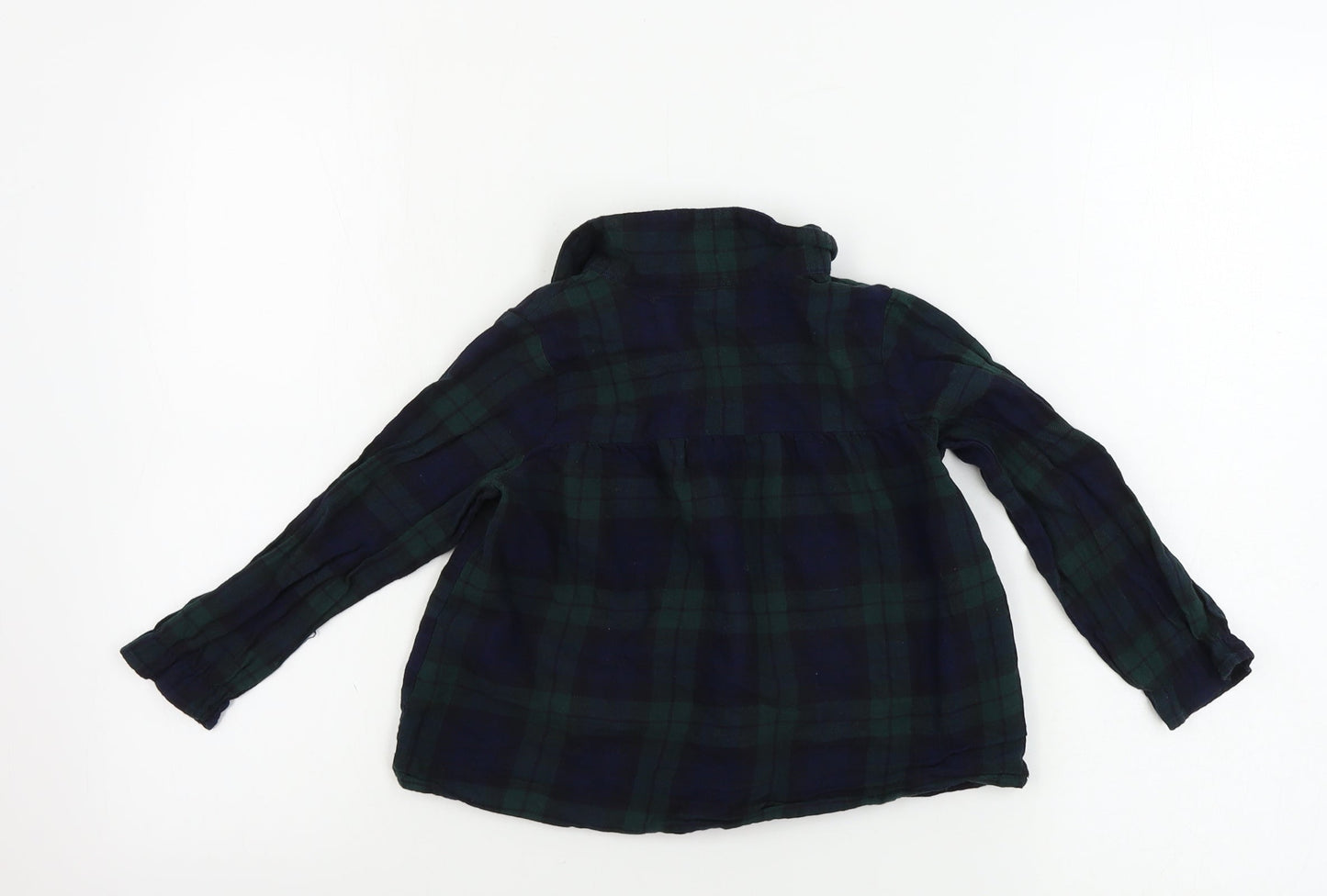 H&M  Girls Green Check  Basic Button-Up Size 3-4 Years