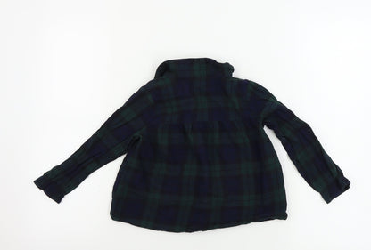 H&M  Girls Green Check  Basic Button-Up Size 3-4 Years