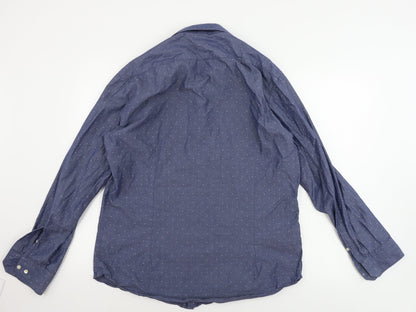 French Connection  Mens Blue    Button-Up Size 16