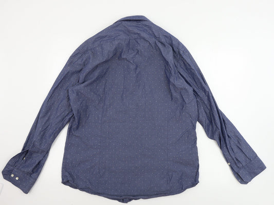 French Connection  Mens Blue    Button-Up Size 16