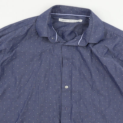 French Connection  Mens Blue    Button-Up Size 16