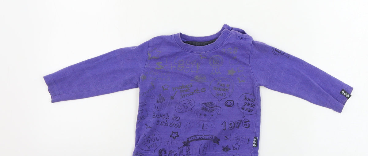Additional front view of Boy Star boys’ purple basic t-shirt, size 12, months