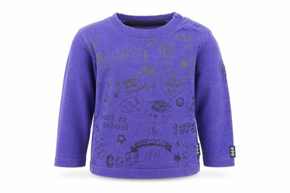 Front view of Boy Star boys’ purple basic t-shirt, size 12, months