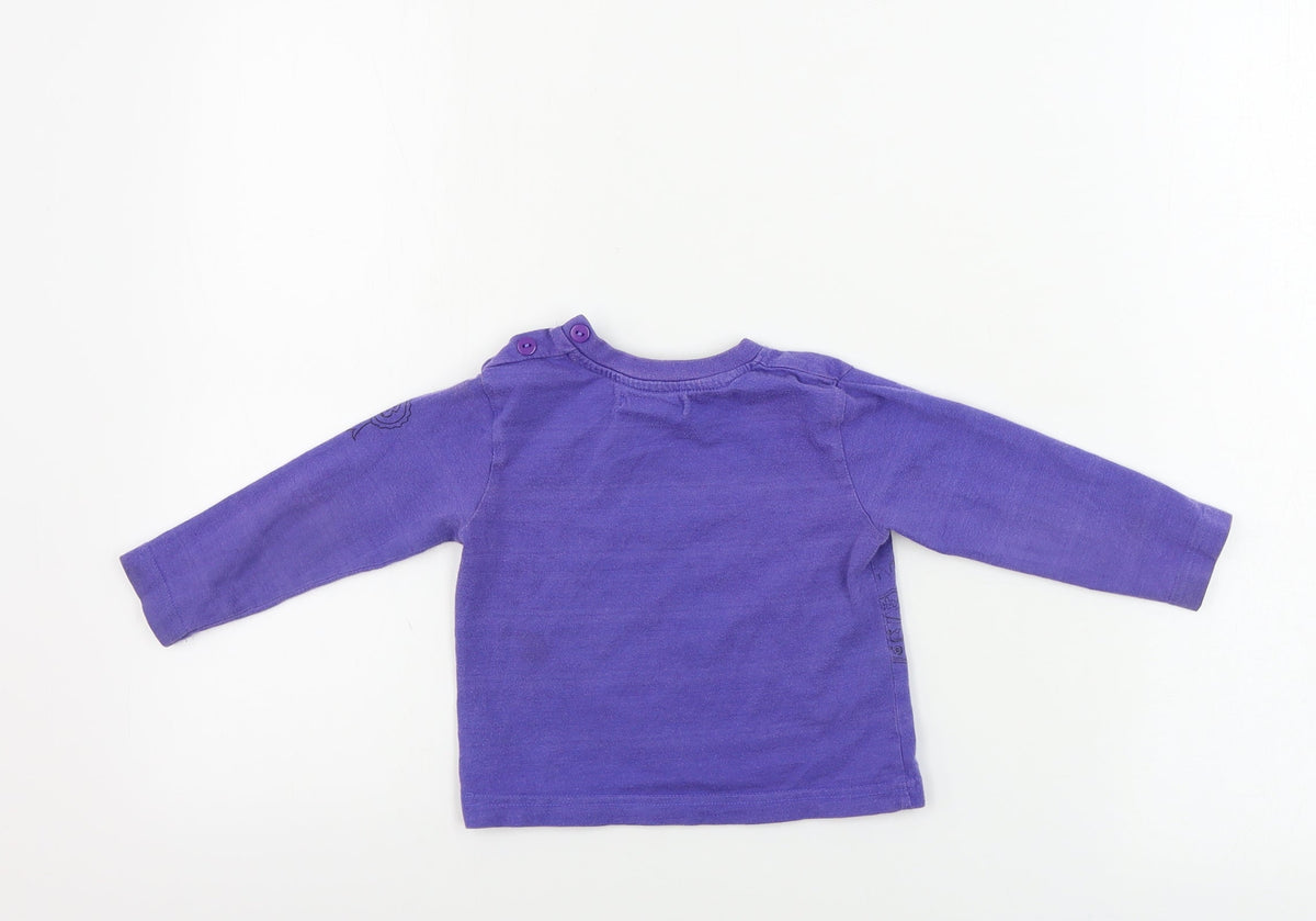 Back view of Boy Star boys’ purple basic t-shirt, size 12, months