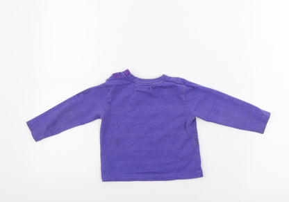 Back view of Boy Star boys’ purple basic t-shirt, size 12, months