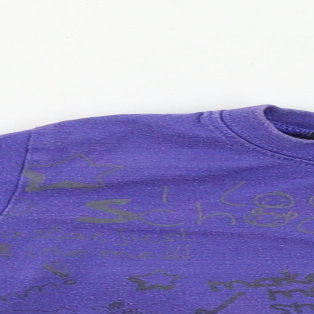 Close-up detail of Boy Star boys’ purple basic t-shirt, size 12, months
