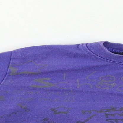 Close-up detail of Boy Star boys’ purple basic t-shirt, size 12, months