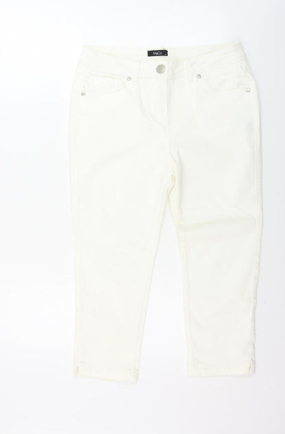 Womens UK Size 12 M&Co Regular Fit  Ivory Trousers