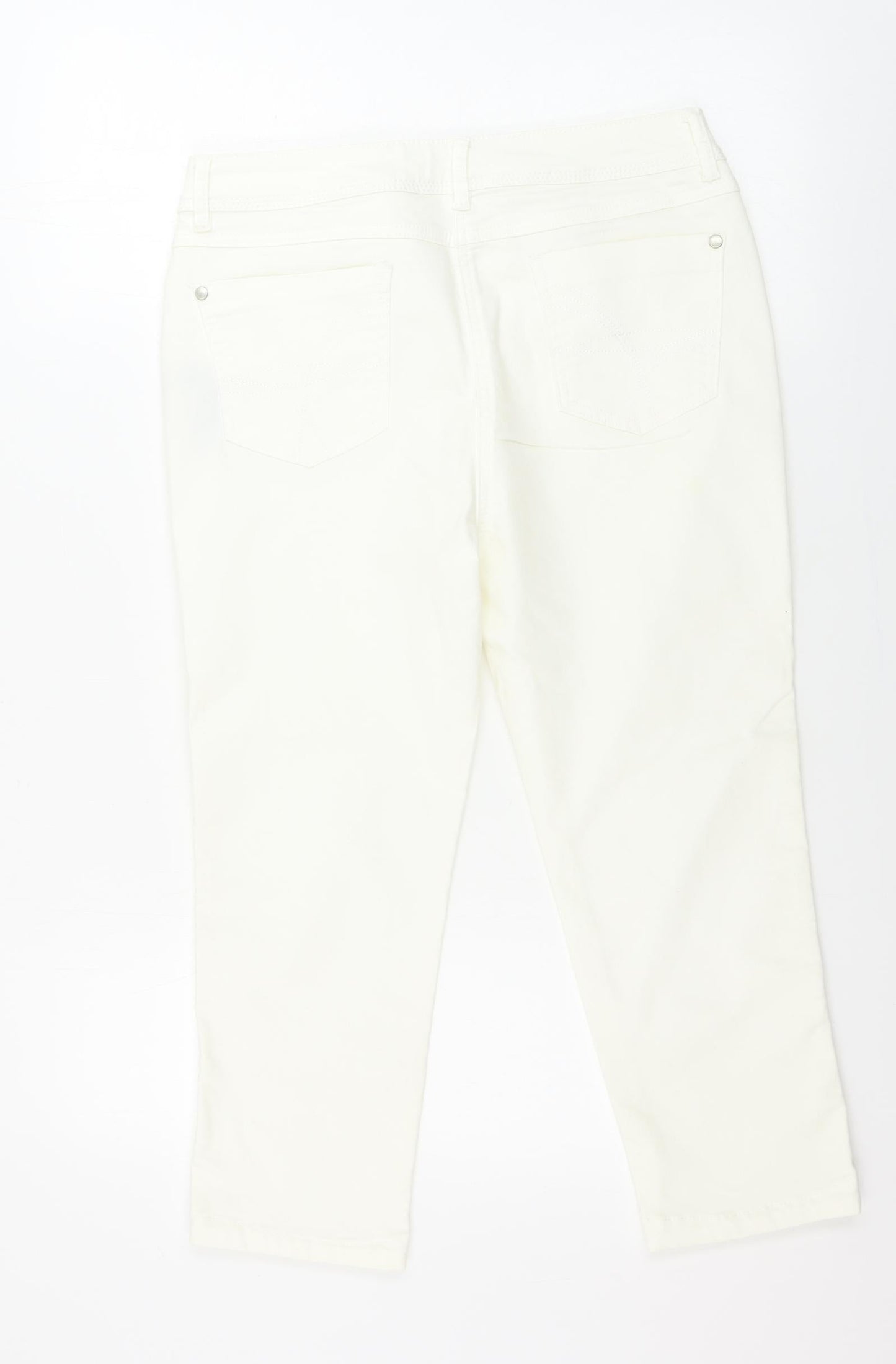 Womens UK Size 12 M&Co Regular Fit  Ivory Trousers