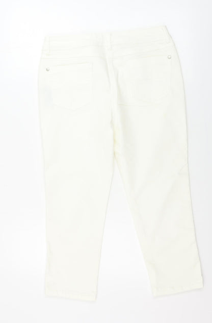 Womens UK Size 12 M&Co Regular Fit  Ivory Trousers