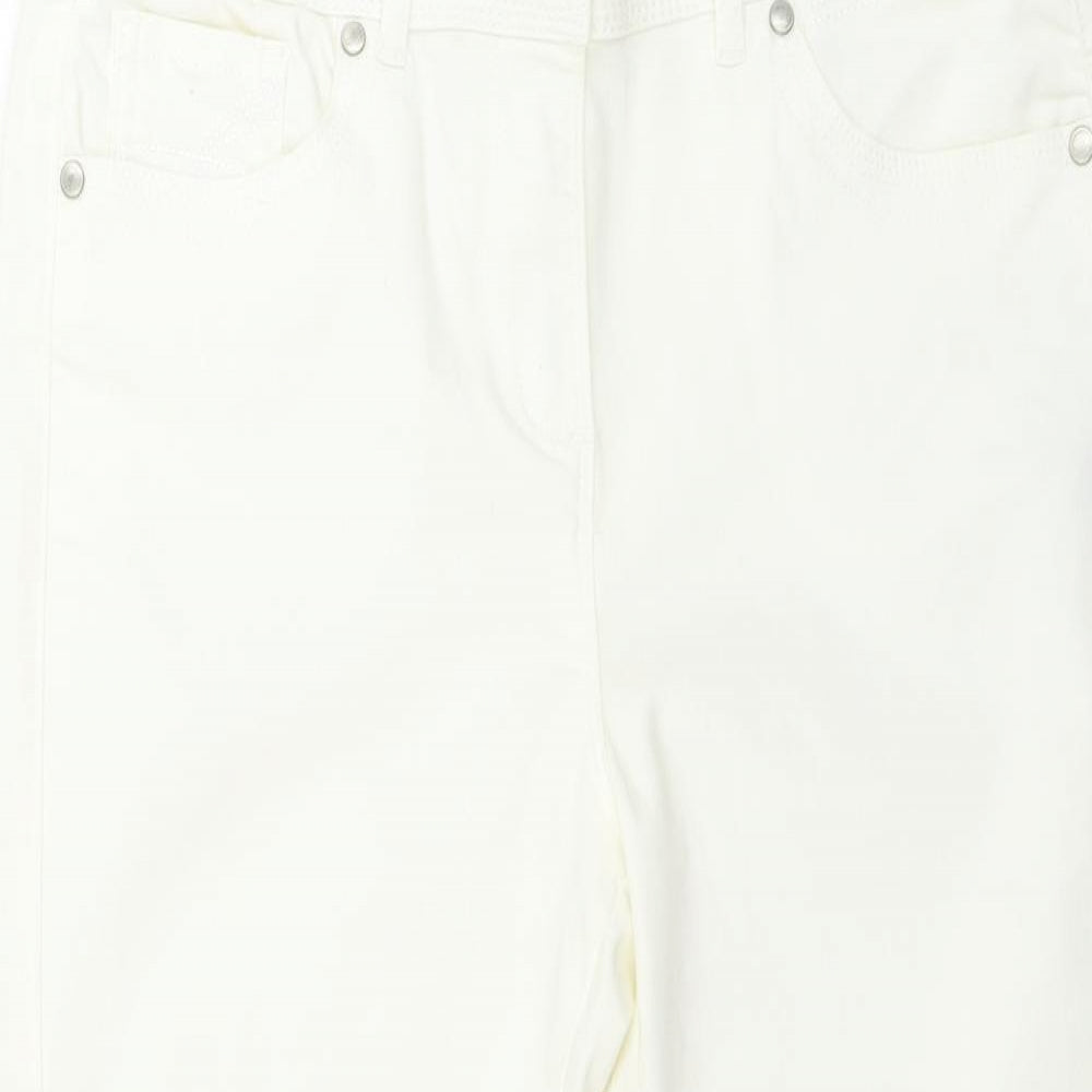 Womens UK Size 12 M&Co Regular Fit  Ivory Trousers