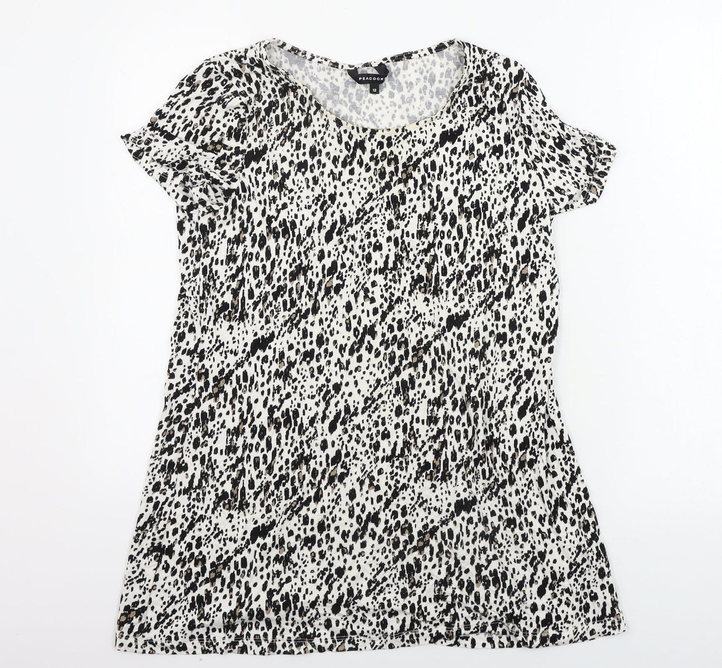 Womens UK Size 12 Peacocks White Basic T-Shirt