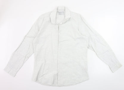 Mens UK Size 16.5 Cedar Wood State Grey  Button-Up Long Sleeve Casual Shirt
