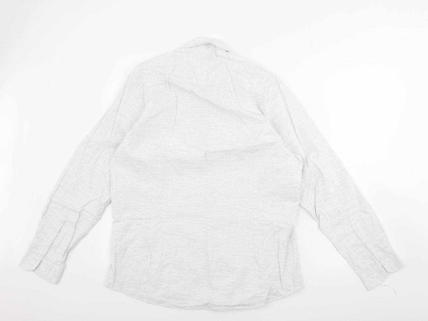 Mens UK Size 16.5 Cedar Wood State Grey  Button-Up Long Sleeve Casual Shirt