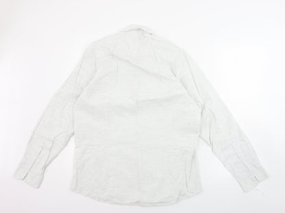 Mens UK Size 16.5 Cedar Wood State Grey  Button-Up Long Sleeve Casual Shirt