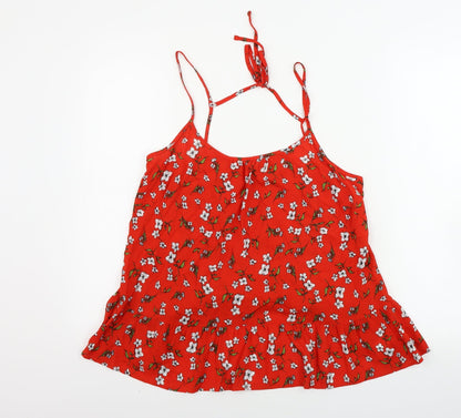 F&F  Womens Red Floral  Basic Blouse Size 10