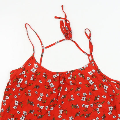 F&F  Womens Red Floral  Basic Blouse Size 10
