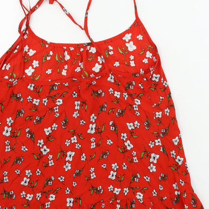 F&F  Womens Red Floral  Basic Blouse Size 10