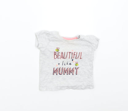 Primark Baby Grey   Basic T-Shirt Size 9-12 Months  - Beautiful Like Mummy