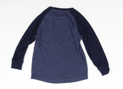 Back view of Next boys’ blue pullover sweatshirt, size 5, years