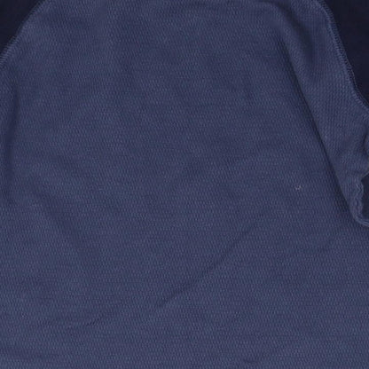 Brand and care label for Next boys’ blue pullover sweatshirt, size 5, years