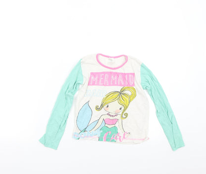 Preworn Girls Multicoloured Solid  Top Pyjama Top Size 7-8 Years  - Mermaid