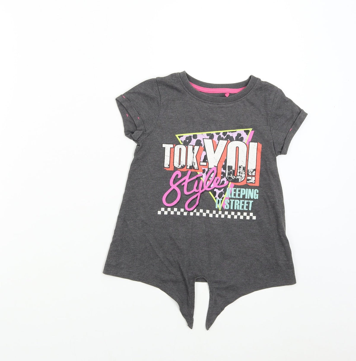 Additional front view of Next boys’ grey basic t-shirt, size 5, years - tokyo