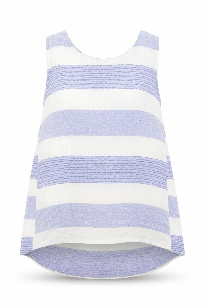 Front view of Preworn women’s blue striped camisole blouse, size M