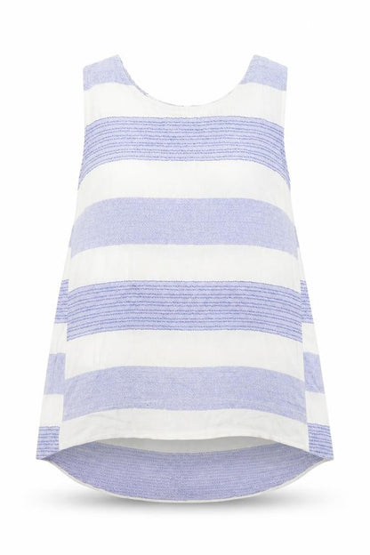 Front view of Preworn women’s blue striped camisole blouse, size M