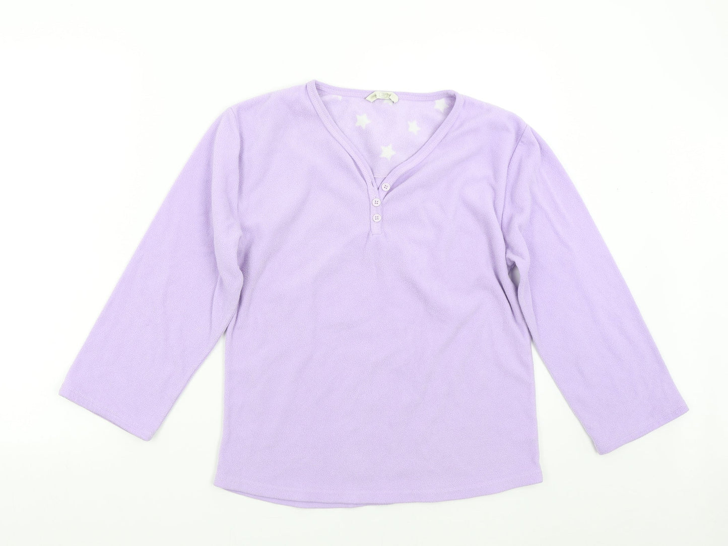 TRU Womens Purple Solid Fleece Top Pyjama Top Size 16