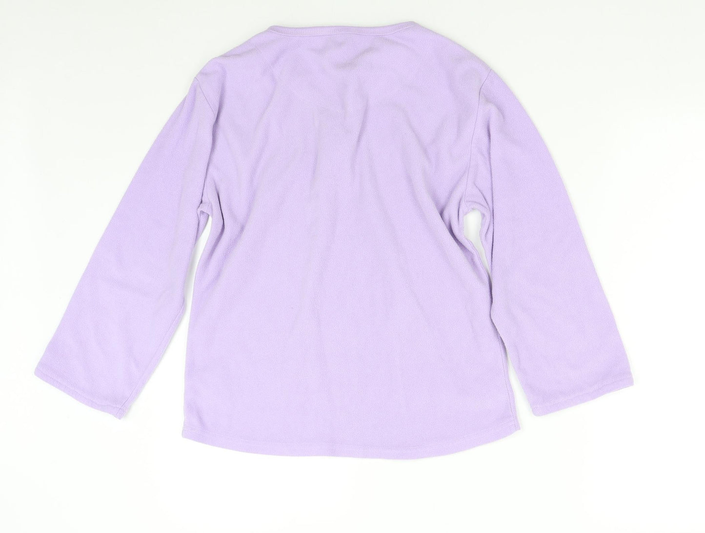 TRU Womens Purple Solid Fleece Top Pyjama Top Size 16