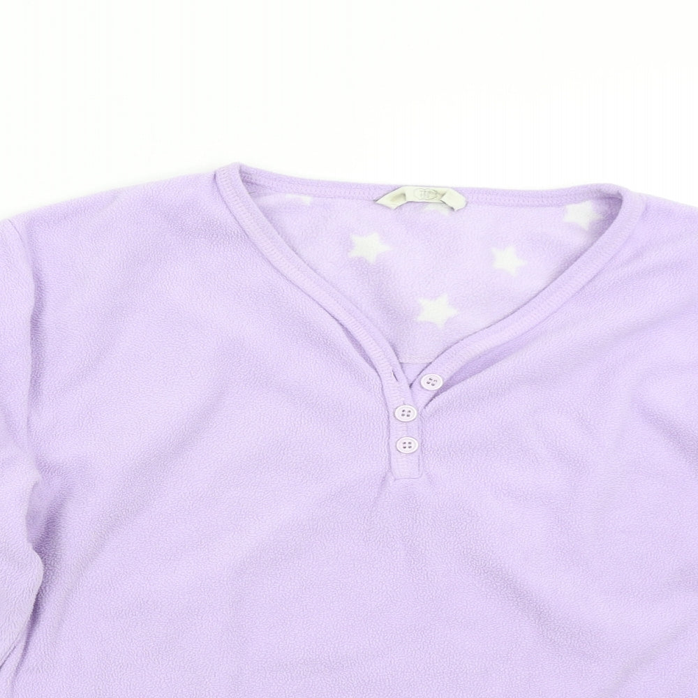 TRU Womens Purple Solid Fleece Top Pyjama Top Size 16